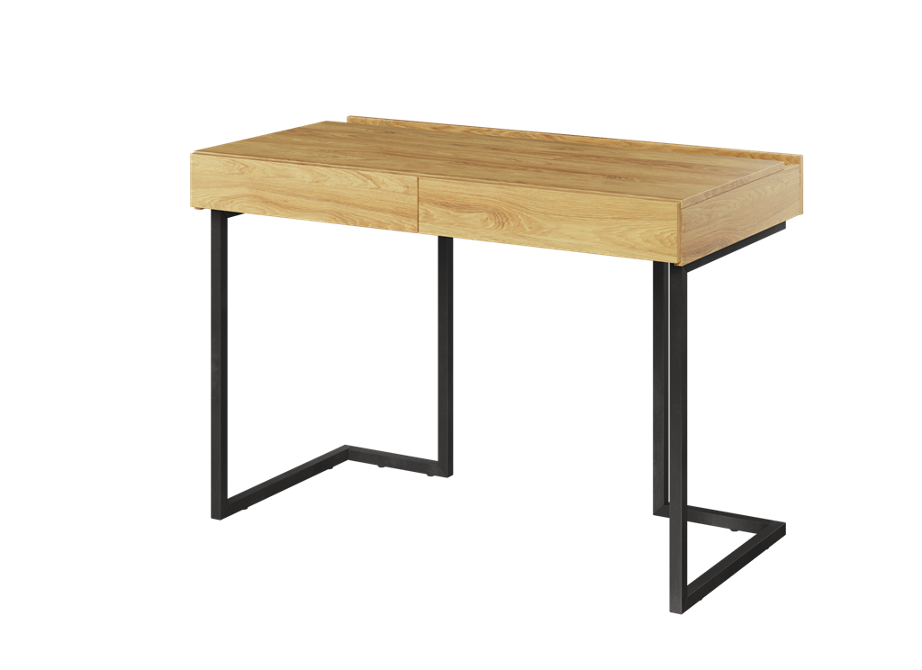 Biurko TEEN FLEX szerokość 110 cm hikora naturalna/raw steel TF615HRS Nowoczesna Przestronny Pojemny Półki Książki