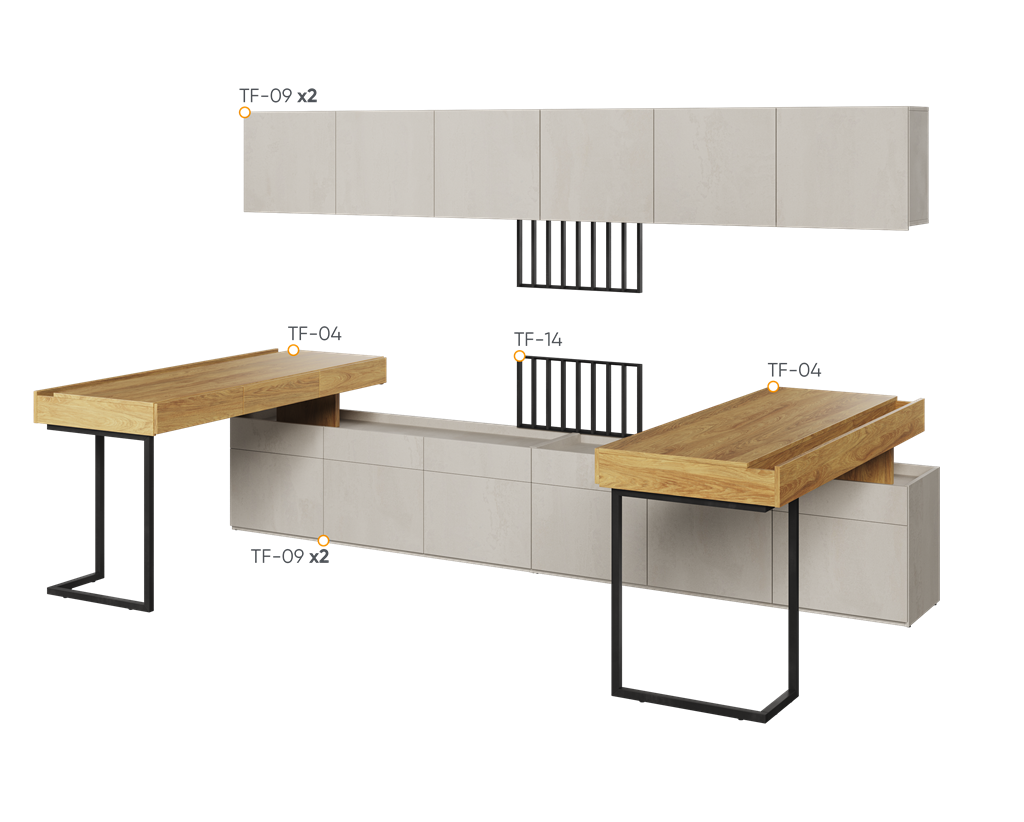 Zestaw mebli TFS6A TEEN FLEX TF 04 04 08 08 09 09 14 Nowoczesny Zestaw Komfort Meble Młodzieżowe Półki Książki
