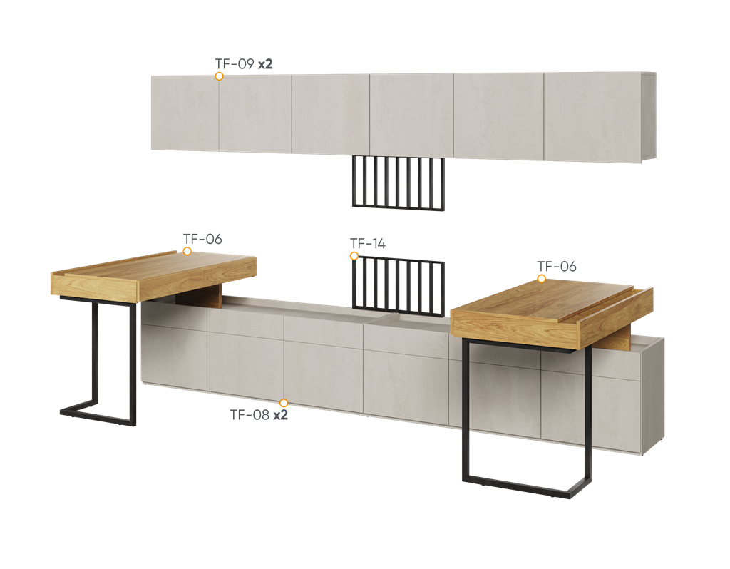 Zestaw mebli TFS6B TEEN FLEX TF 06 06 08 08 09 09 14 Nowoczesny Zestaw Komfort Meble Młodzieżowe Półki Książki