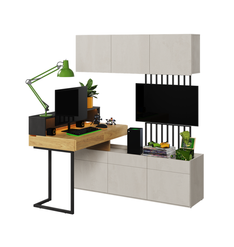 Zestaw mebli TFS7 TEEN FLEX TF 06 07 08 09 14 Nowoczesny Zestaw Komfort Meble Młodzieżowe Półki Książki