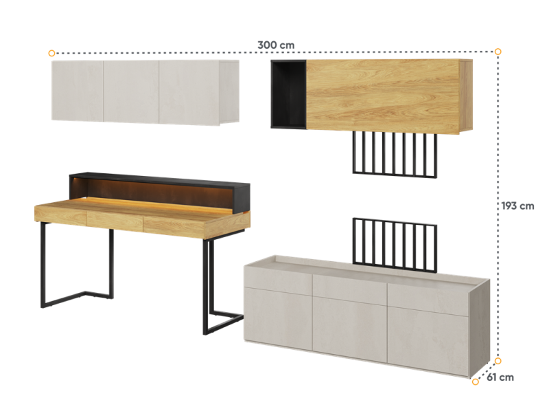 Zestaw mebli TFS9A TEEN FLEX TF 04 05 08 09 11 12 14 15 Nowoczesny Zestaw Komfort Meble Młodzieżowe Półki Książki