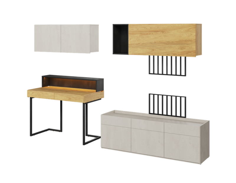 Zestaw mebli TFS9B TEEN FLEX TF 06 07 08 10 11 12 14 15 Nowoczesny Zestaw Komfort Meble Młodzieżowe Półki Książki