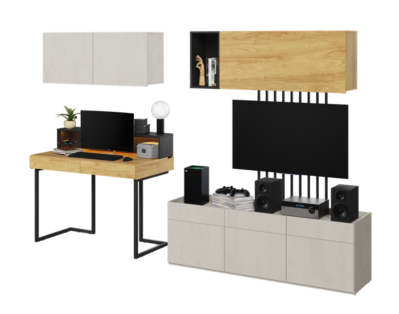 Zestaw mebli TFS9B TEEN FLEX TF 06 07 08 10 11 12 14 15 Nowoczesny Zestaw Komfort Meble Młodzieżowe Półki Książki