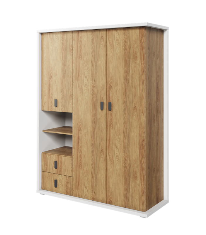 Szafa SIMI szerokość 150 cm biały/hikora naturalna MS1BH Nowoczesna Do Sypialni Przestronna Pojemna Półki Książki