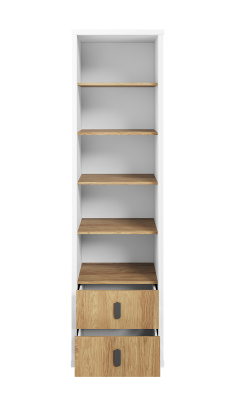 Regał SIMI szerokość 55 cm biały/hikora naturalna MS3BH Nowoczesna Do Sypialni Przestronna Pojemna Półki Książki