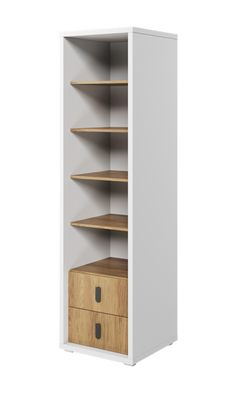 Regał SIMI szerokość 55 cm biały/hikora naturalna MS3BH Nowoczesna Do Sypialni Przestronna Pojemna Półki Książki