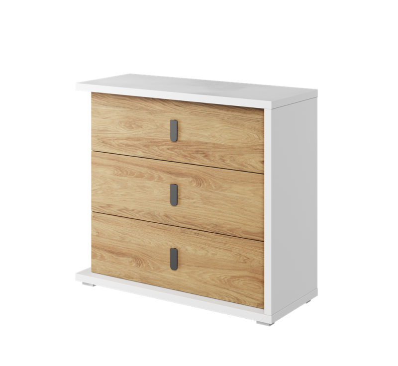 Komoda SIMI szerokość 100 cm biały/hikora naturalna MS4BH Nowoczesna Do Sypialni Przestronna Pojemna Półki Książki