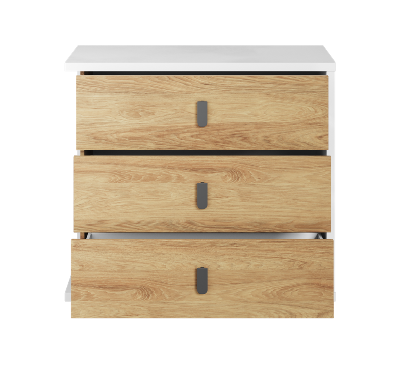 Komoda SIMI szerokość 100 cm biały/hikora naturalna MS4BH Nowoczesna Do Sypialni Przestronna Pojemna Półki Książki