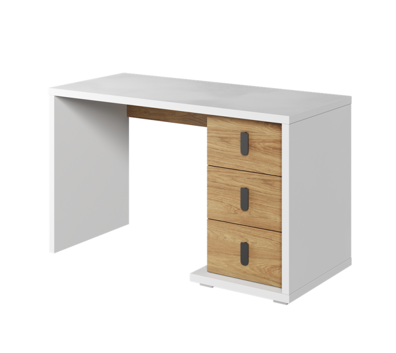 Biurko SIMI szerokość 125 cm biały/hikora naturalna MS6BH Nowoczesna Do Sypialni Przestronna Pojemna Półki Książki