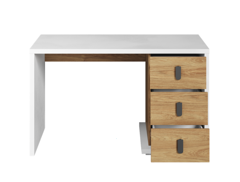 Biurko SIMI szerokość 125 cm biały/hikora naturalna MS6BH Nowoczesna Do Sypialni Przestronna Pojemna Półki Książki