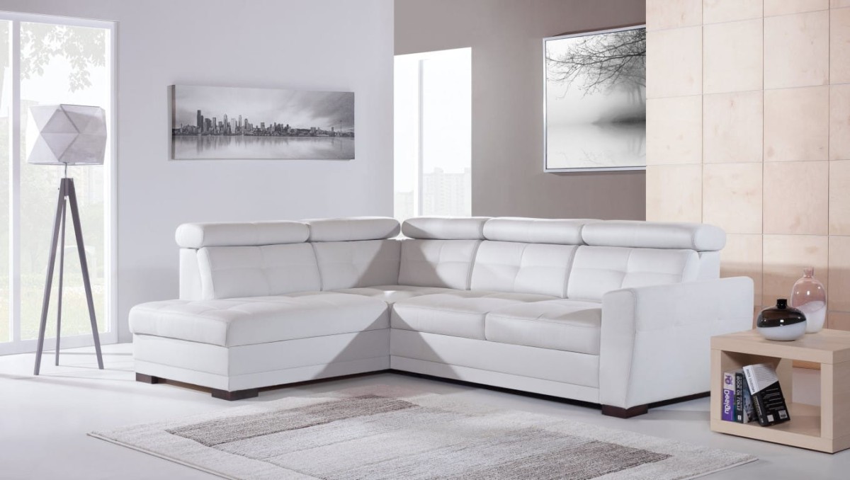 Narożnik MASSIMO II Do Salonu Rozkładany Regulowany Zagłówek Lewostronny