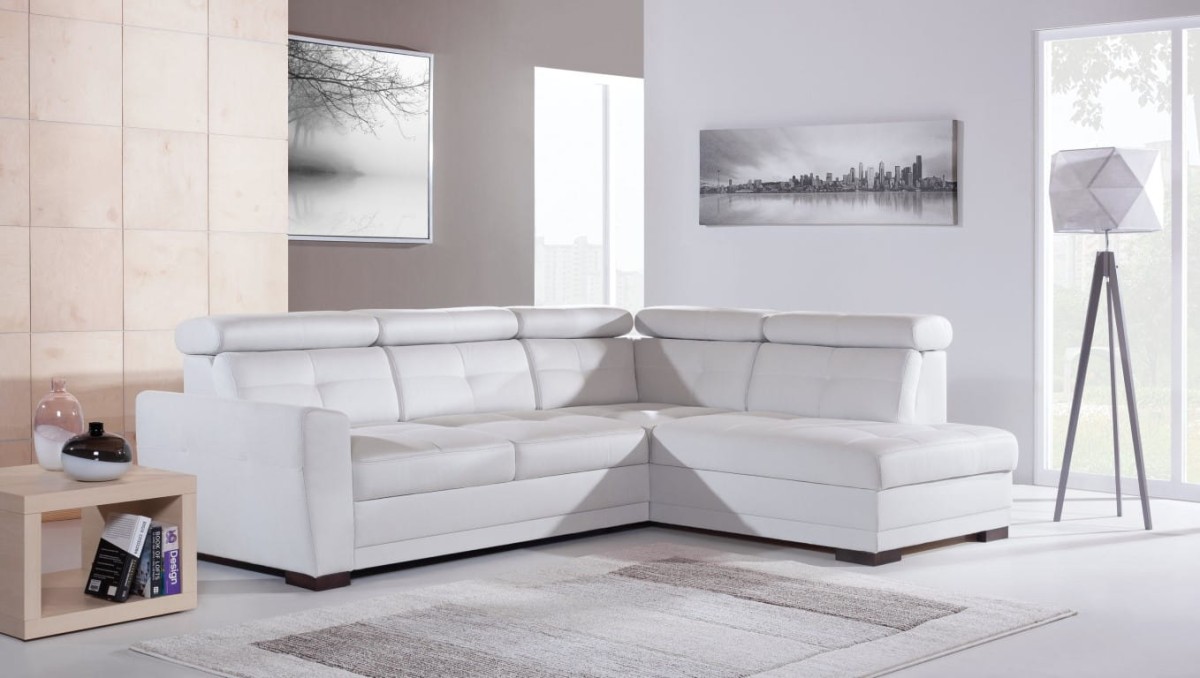 Narożnik MASSIMO II Do Salonu Rozkładany Regulowany Zagłówek Prawostronny