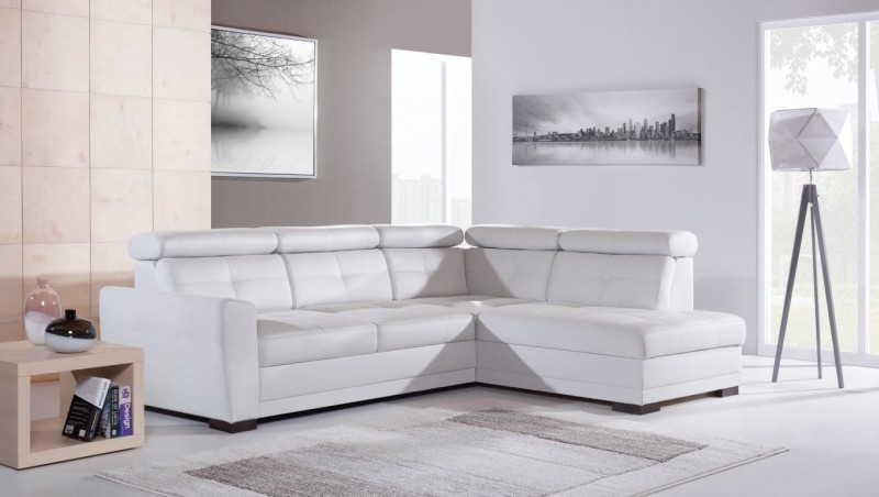 Narożnik MASSIMO II Do Salonu Rozkładany Regulowany Zagłówek Prawostronny