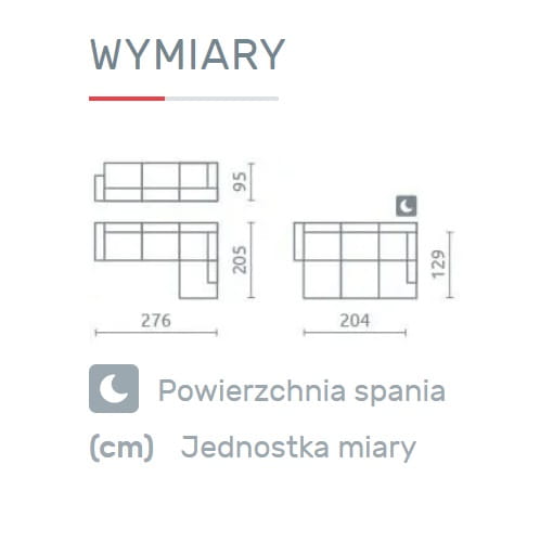 Narożnik NEST II Do Salonu Funkcja Spania Regulowany Zagłówek Wymiary