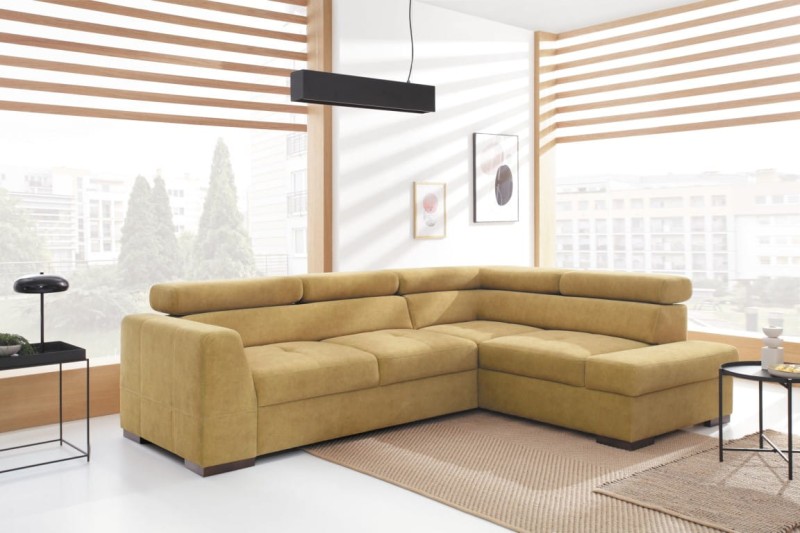 Narożnik NEST II Do Salonu Funkcja Spania Regulowany Zagłówek Prawostronny