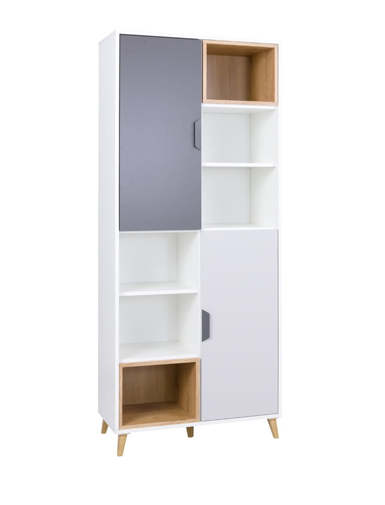 Regał JOCKER szerokość 80 cm biały / grafit / szary / dąb lefkas 3 Nowoczesny Styl Pokój młodzieżowy