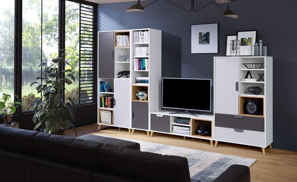 cid_17038cf68947aeef2961 (1).jpgRegał JOCKER szerokość 41 cm biały / grafit / szary / dąb lefkas 4 Nowoczesny Styl Pokój młodzieżowy