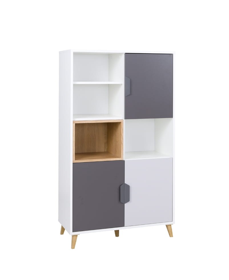 Regał JOCKER szerokość 80 cm biały / grafit / szary / dąb lefkas 6 Nowoczesny Styl Pokój młodzieżowy