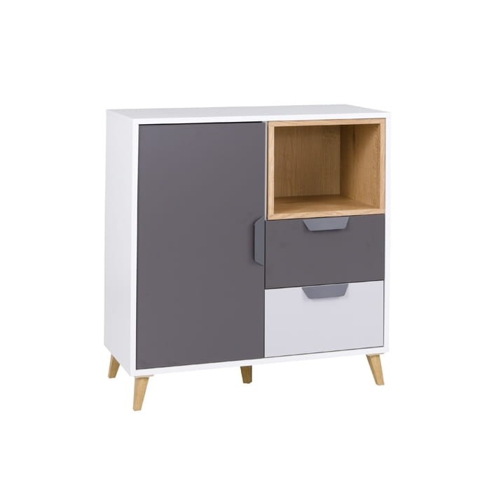 Komoda JOCKER szerokość 80 cm biały / grafit / szary / dąb lefkas 9 Nowoczesny Styl Pokój młodzieżowy