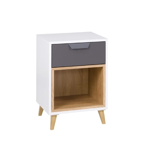 Szafka nocna JOCKER szerokość 41 cm biały / grafit / szary / dąb lefkas 11 Nowoczesny Styl Pokój młodzieżowy