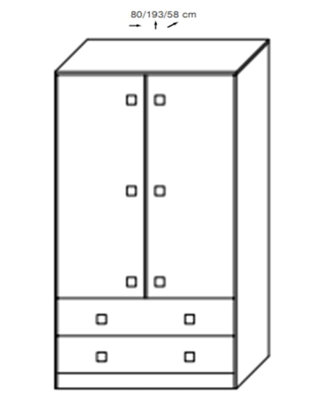 Szafa TOMMY szerokość 80 cm grafit / enigma 2 Nowoczesna Do pokoju młodzieżowego Pojemna Półki Książki