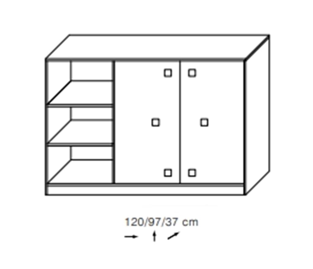 Komoda TOMMY szerokość 120 cm grafit / enigma 9 Do pokoju młodzieżowego Pojemna Półki Książki