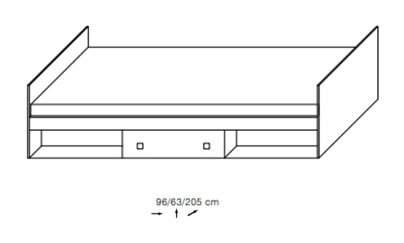 Łóżko TOMMY powierzchnia spania 90 x 200 cm grafit / enigma 20 Do pokoju młodzieżowego Pojemna Półki Książki