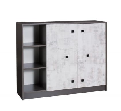 Komoda TOMMY szerokość 120 cm grafit / enigma 9 Do pokoju młodzieżowego Pojemna Półki Książki