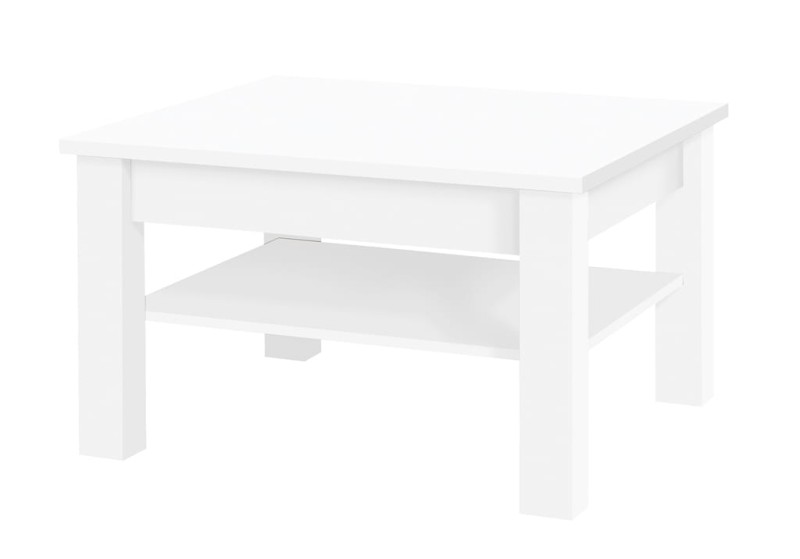 Stolik kawowy CEZAR szerokość 80 cm biały 18 Nowoczesna Do Sypialni Pojemna Półki Biała