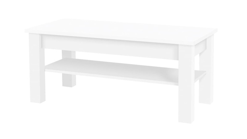 Stolik kawowy CEZAR szerokość 110 cm biały 19 Nowoczesna Do Sypialni Pojemna Półki Biała