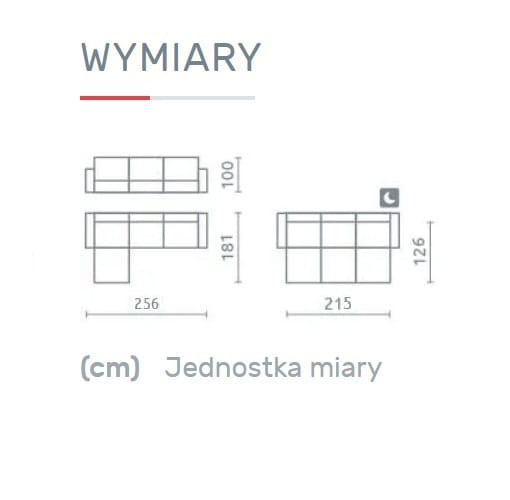 Narożnik CALABRIA III Do Salonu Funkcja Spania Regulowany Zagłówek Wymiary