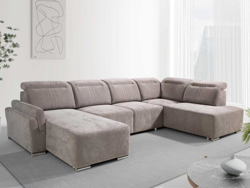 Narożnik CAWO I Do Salonu Funkcja Spania Puma Regulowany Zagłówek Prawostronny