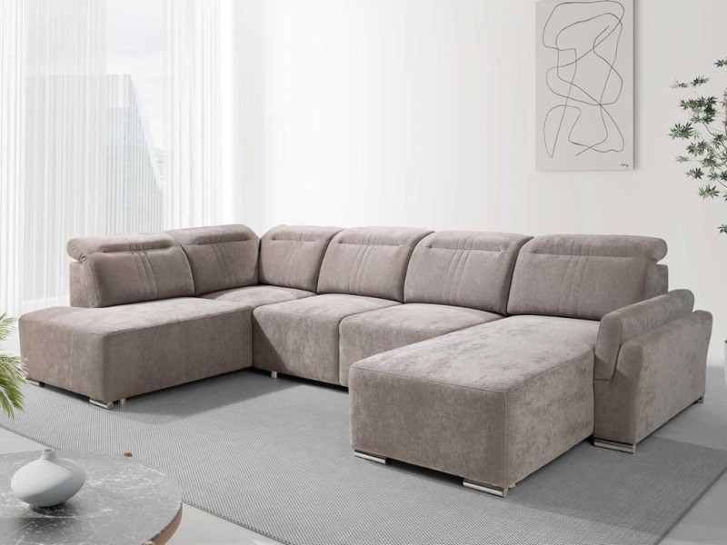 Narożnik CAWO I Do Salonu Funkcja Spania Puma Regulowany Zagłówek Lewostronny