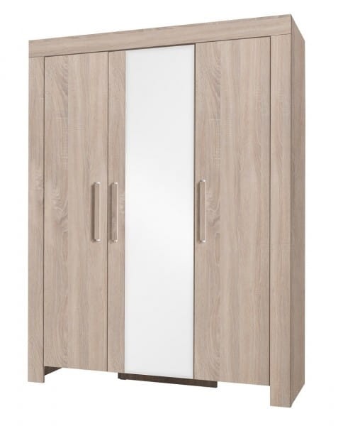 Szafa CEZAR szerokość 150 cm sonoma 1 Nowoczesna Do Sypialni Pojemna Półki Biała