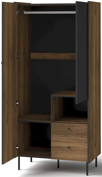 Szafa PRESTIGO P1 szerokość 88,2 cm orzech / czarny mat   / san sebastian Wnętrze szafy