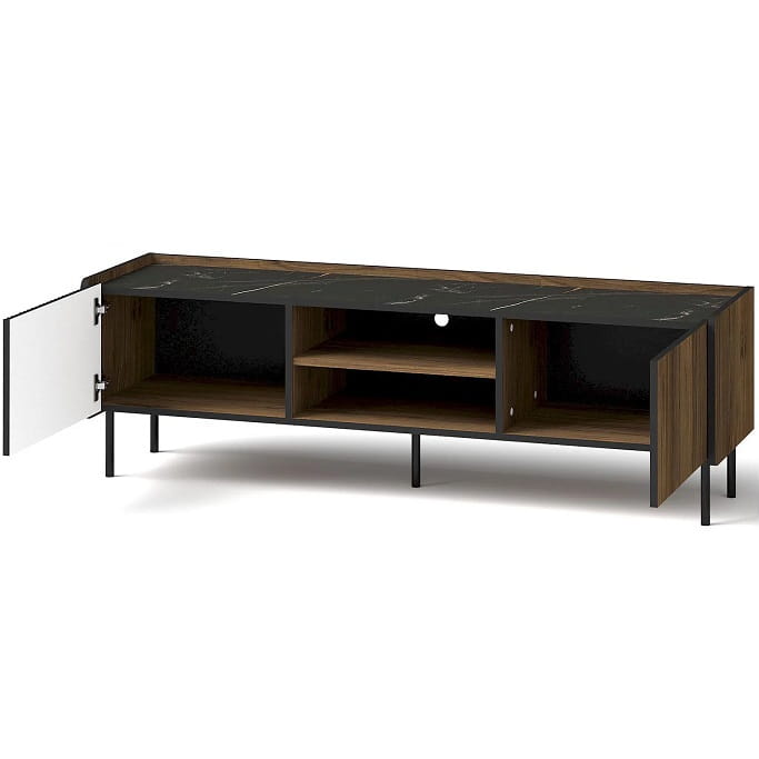 Szafka RTV PRESTIGO P7 szerokość 150 cm orzech / czarny mat / san sebastian Wnętrze