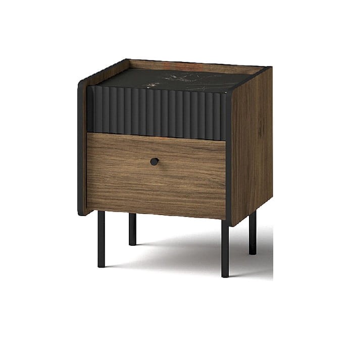 Stolik nocny PRESTIGO P12 szerokość 42 cm orzech / czarny mat / san sebastian