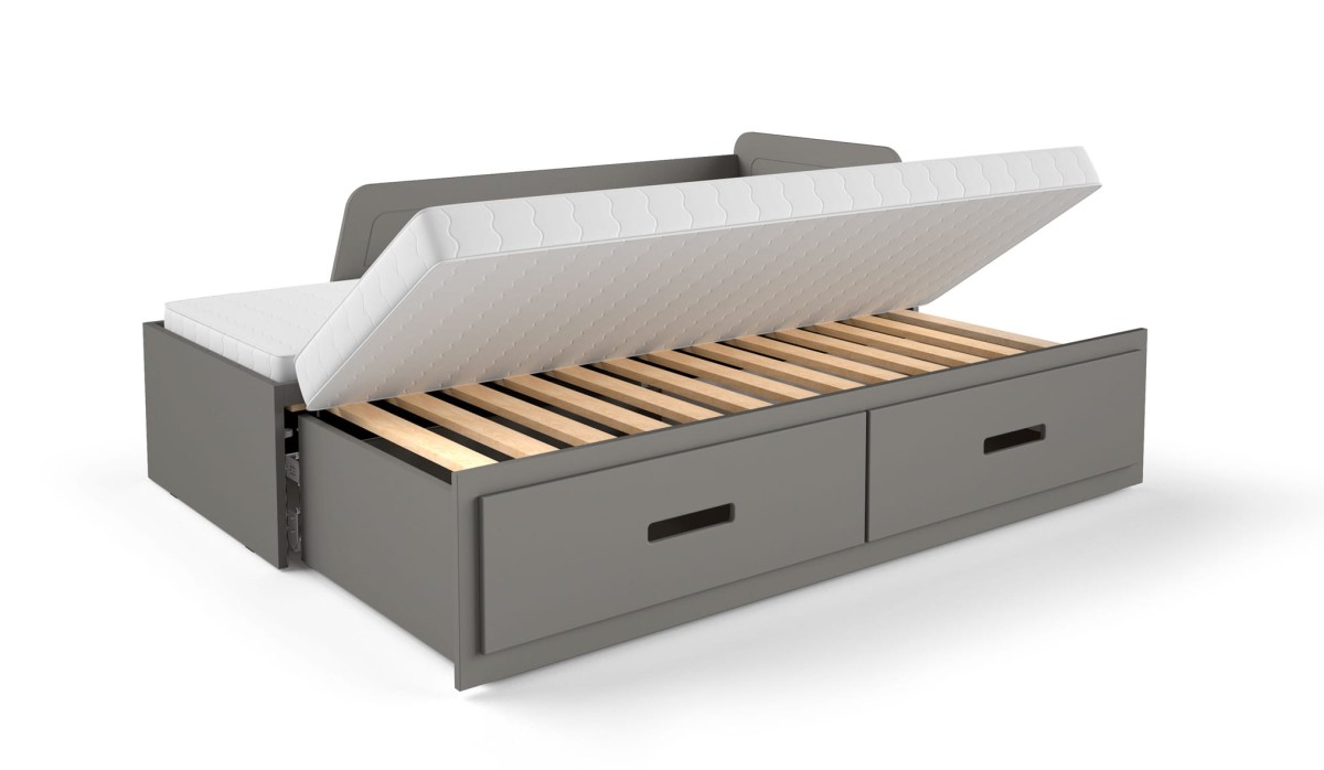 Łóżko MIA rozkładane powierzchnia spania 160 x 200 cm antracyt Nowoczesna Do Pokoju Młodzieżowego Pojemnik na pościel