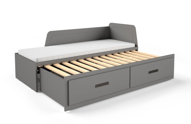 Łóżko MIA rozkładane powierzchnia spania 160 x 200 cm antracyt Nowoczesna Do Pokoju Młodzieżowego Pojemnik na pościel