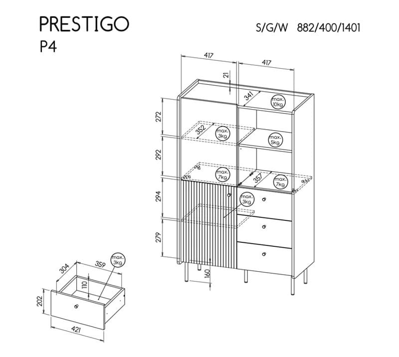 Zestaw mebli PRESTIGO do salonu, pokoju orzech / czarny mat / san sebastian