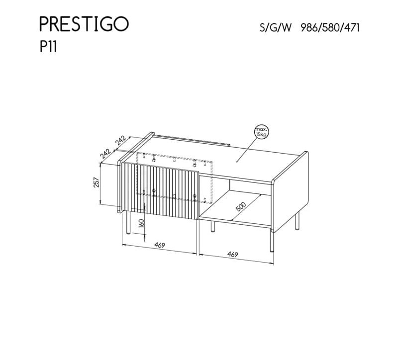 Zestaw mebli PRESTIGO do salonu, pokoju orzech / czarny mat / san sebastian
