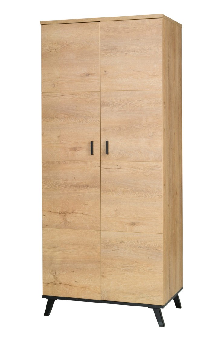 Szafa JOHN 1 Dwudrzwiowa szerokość 81 cm Dąb Lefkas / Czarny