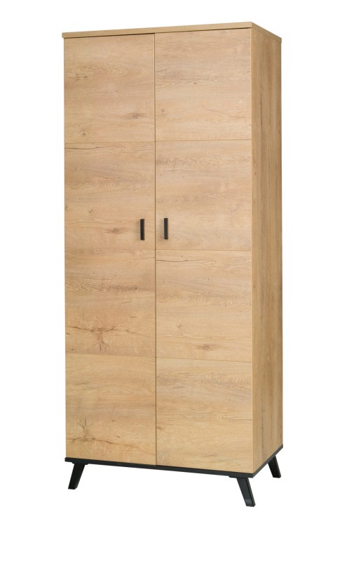 Szafa JOHN 1 Dwudrzwiowa szerokość 81 cm Dąb Lefkas / Czarny