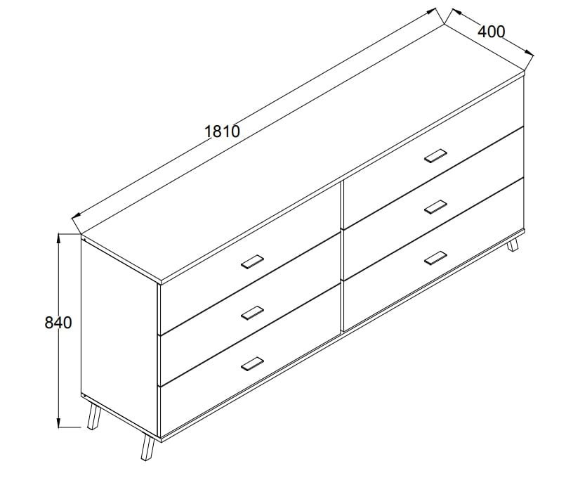 Komoda JOHN szerokość 181 cm dąb lefkas / czarny 5, Nowoczesna, Wysoka Jakość, Do Salonu