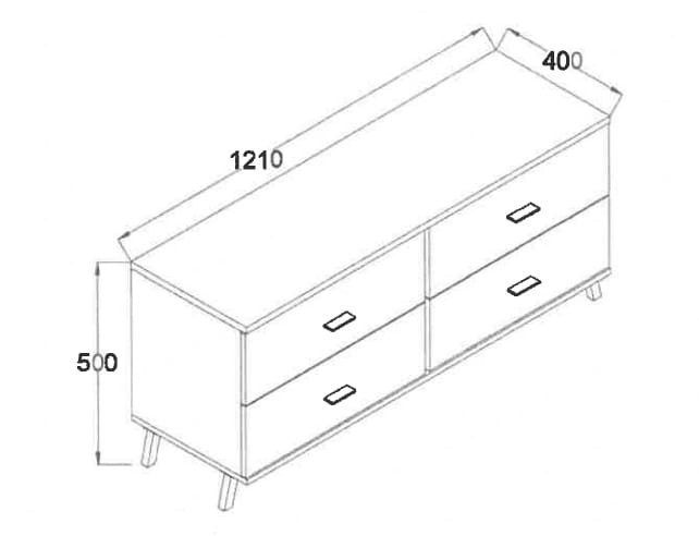Zdjęcie Wymiarów Szafka RTV JOHN 7 szerokość 121 cm Dąb Lefkas / Czarny