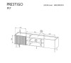 Szafka RTV PRESTIGO P17 szerokość 180,2 cm orzech / czarny mat / san sebastian kominek elektryczny Wymiary