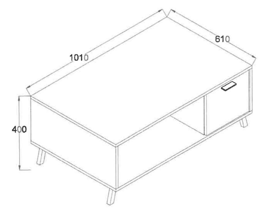Zdjęcie Wymiarów Stół kawowy JOHN 8 szerokość 101 cm Dąb Lefkas / Czarny