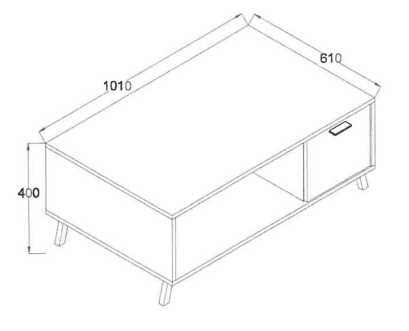 Zdjęcie Wymiarów Stół kawowy JOHN 8 szerokość 101 cm Dąb Lefkas / Czarny