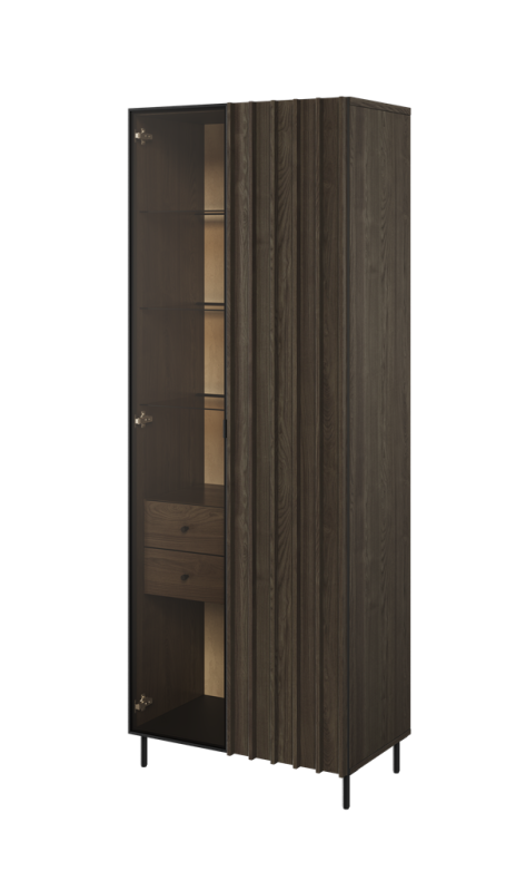 Witryna PIEMONTE PE2JCZ szerokość 73 cm jesion portland / czarny Komfort Pojemna Do Sypialni