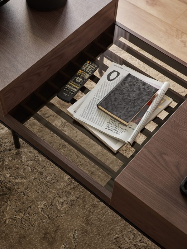 Stolik kawowy PIEMONTE PE8JCZ szerokość 134 cm jesion portland / czarny Komfort Pojemna Do Sypialni